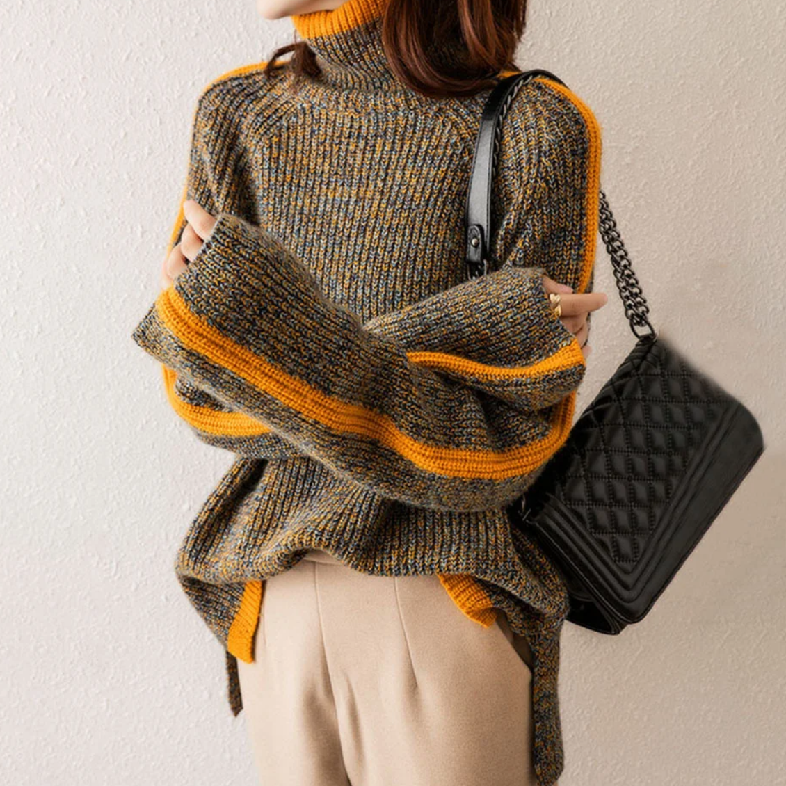 Pull Côtelé Col Roulé - Femme - Marivelle