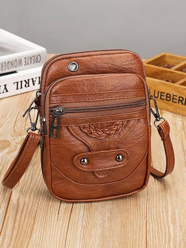 Sac en Cuir Vintage à Bandoulière - Femme - Elvenya