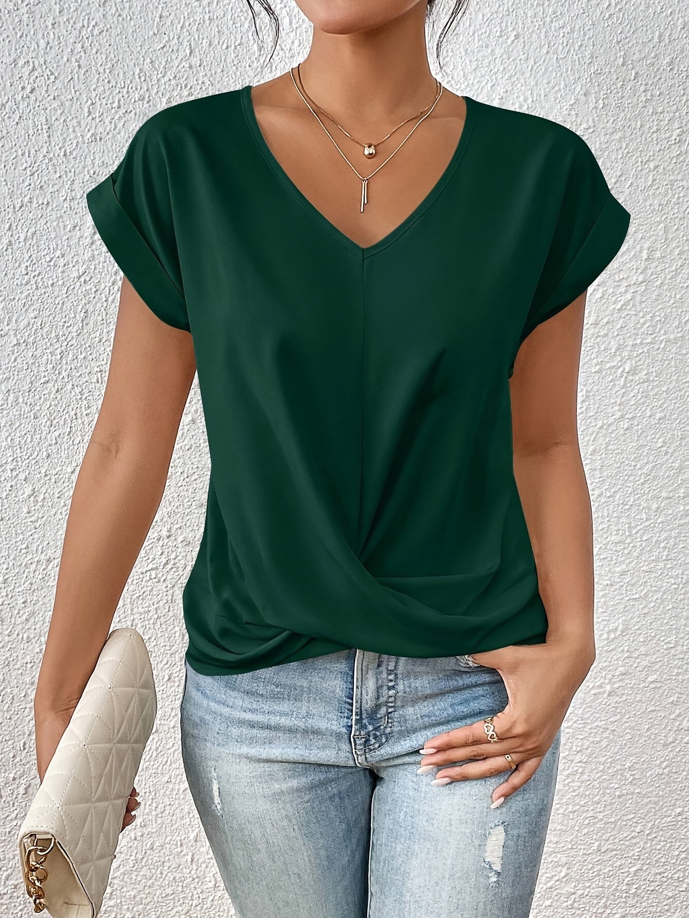 Lumière- T-shirt décontracté avec décolleté en cœur