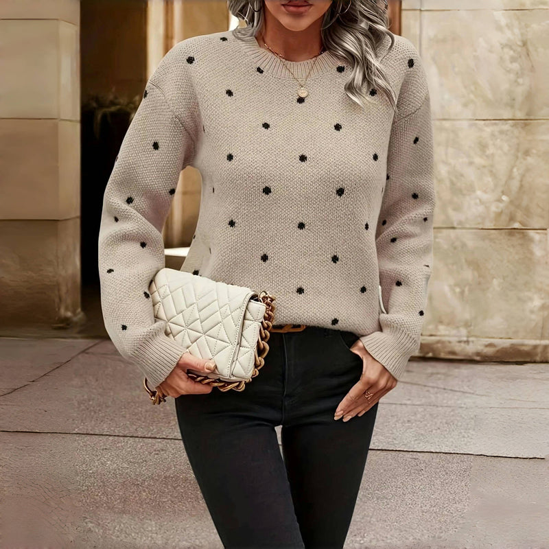 Pull Tricoté à Pois Décontracté - Femme - Polarya