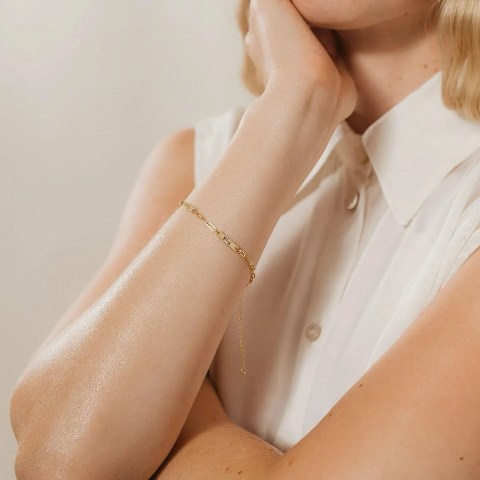 Bracelet Acier Inoxydable Femme Personnalisé – Torsade Dorée