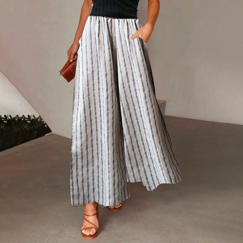 Pantalon Large Rayé - Femme - Elvara