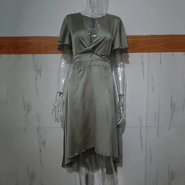 Robe Midi Fluide en Polyester - Femme - Serelith