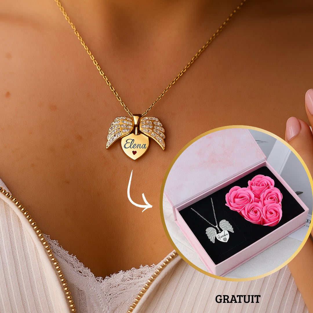Collier Ange d'Amour Personnalisé + Cadeau Mystère Offert