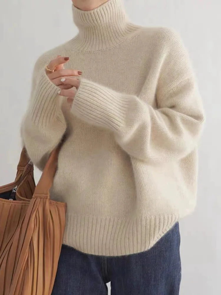 Pull Col Roulé en Cachemire - Femme - Linarya