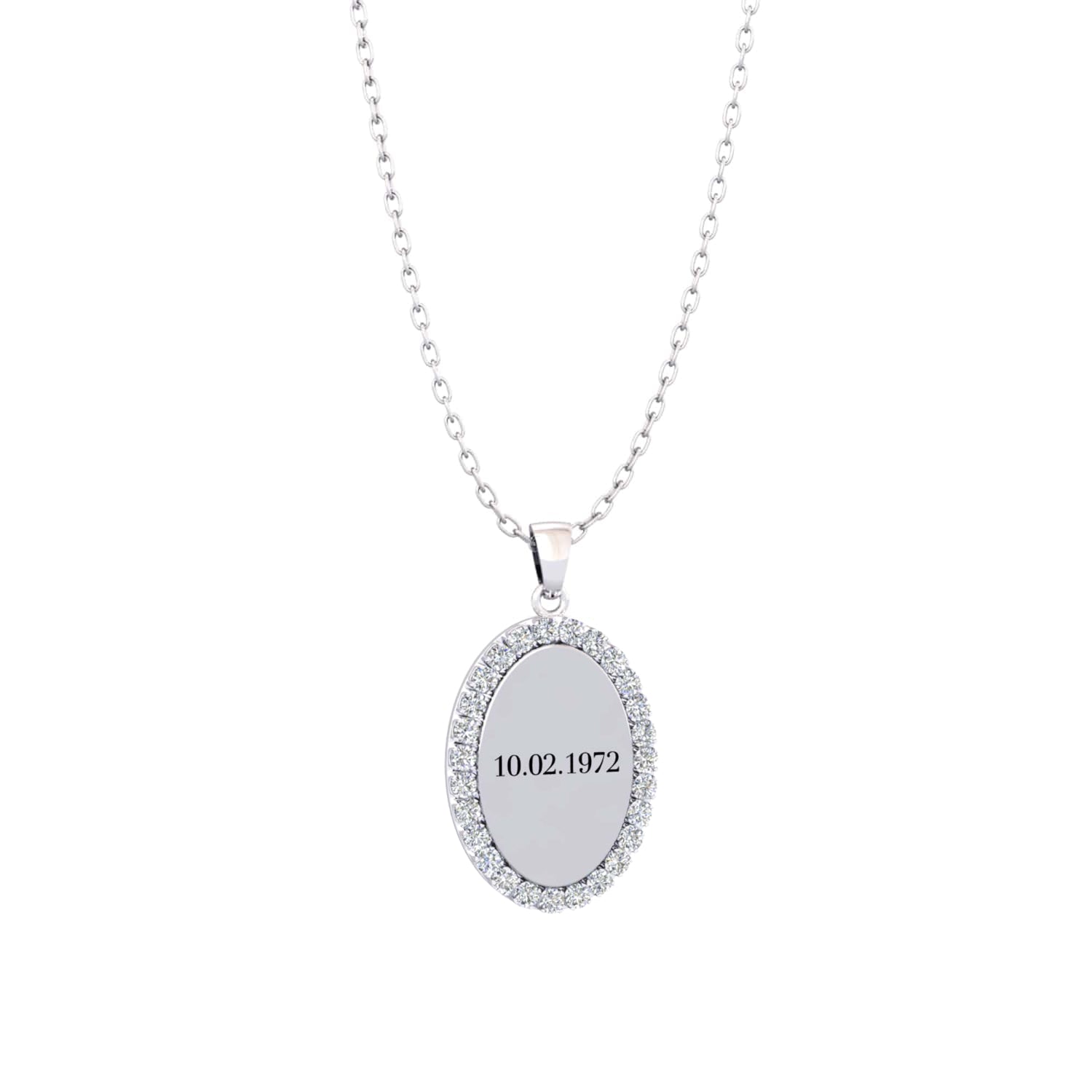 Collier personnalisé avec pendentif ovale zircon – Clarisse®