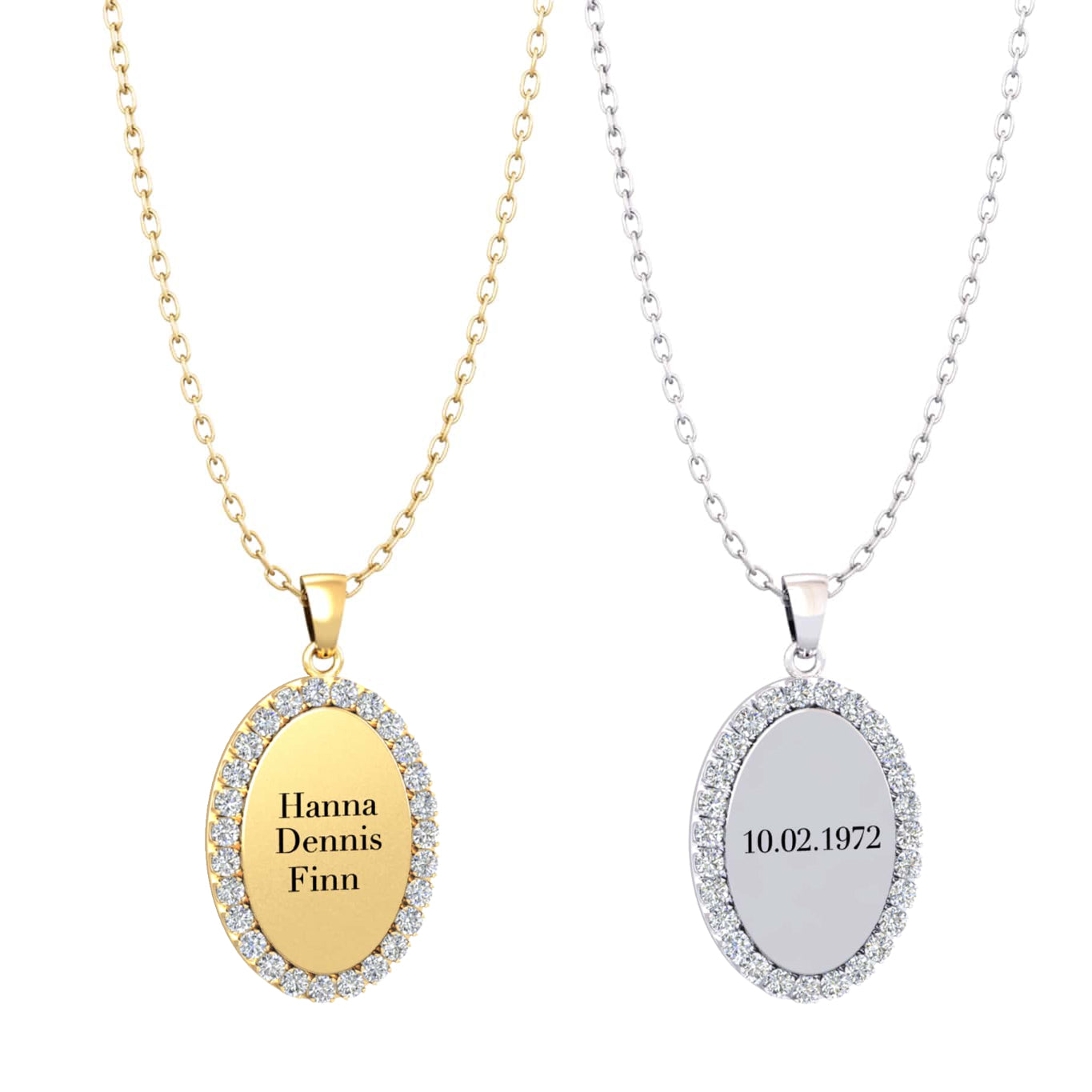 Collier personnalisé avec pendentif ovale zircon – Clarisse®