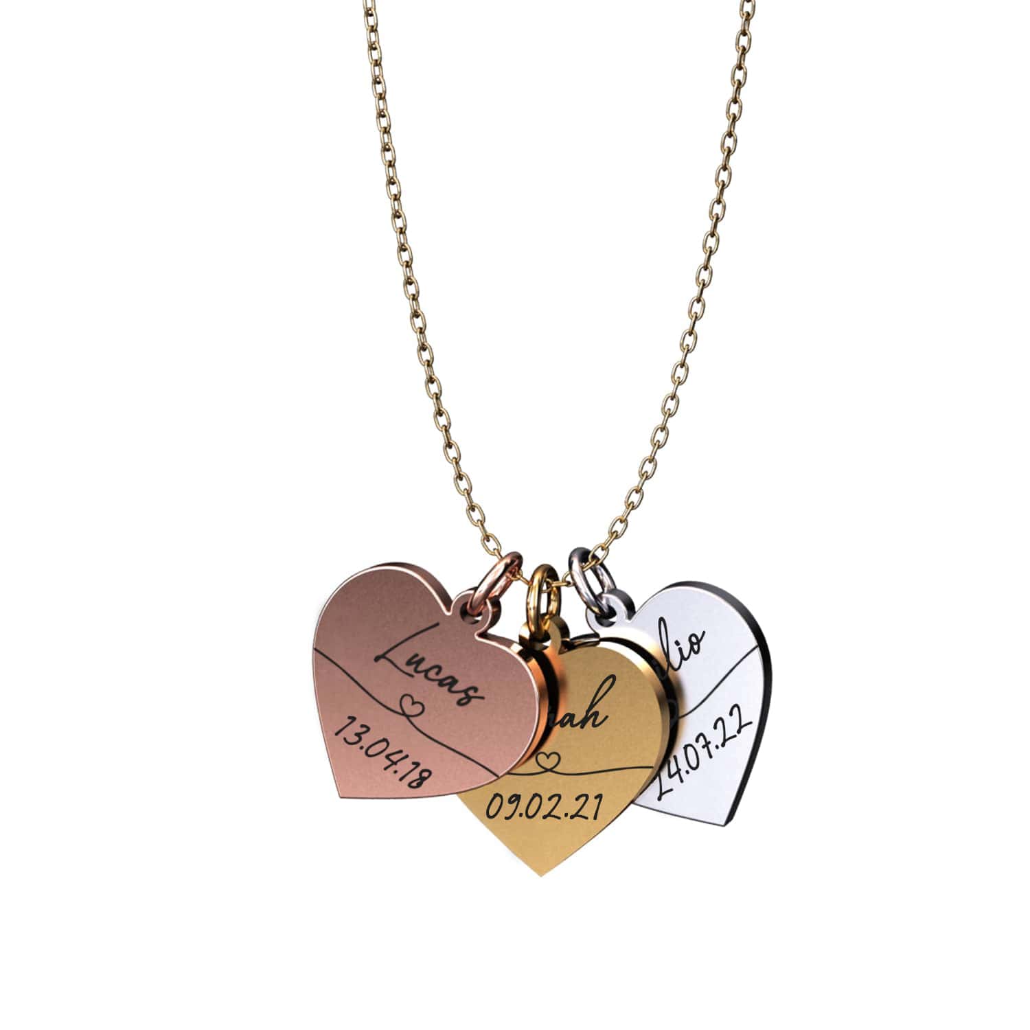 Collier personnalisé cœur avec prénom & date – Amora®