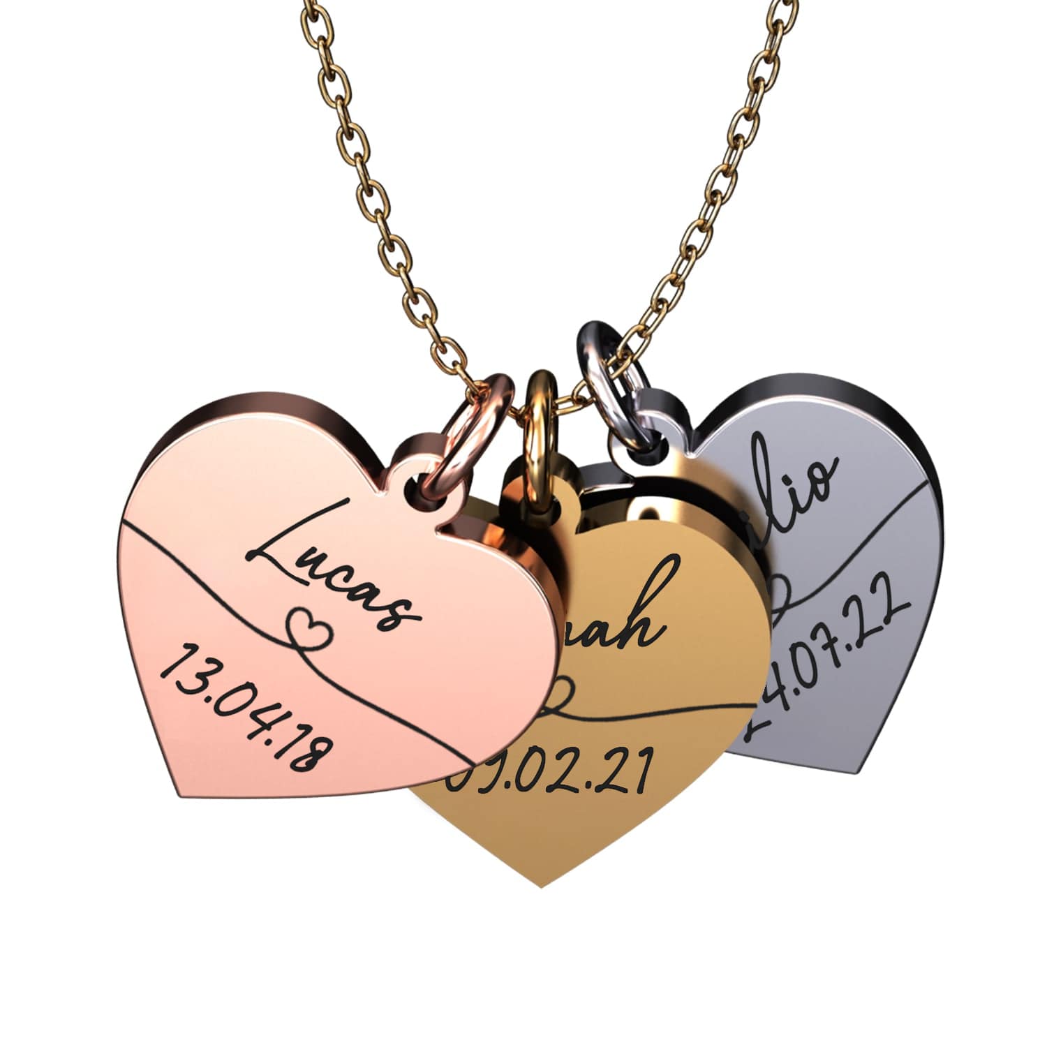 Collier personnalisé cœur avec prénom & date – Amora®