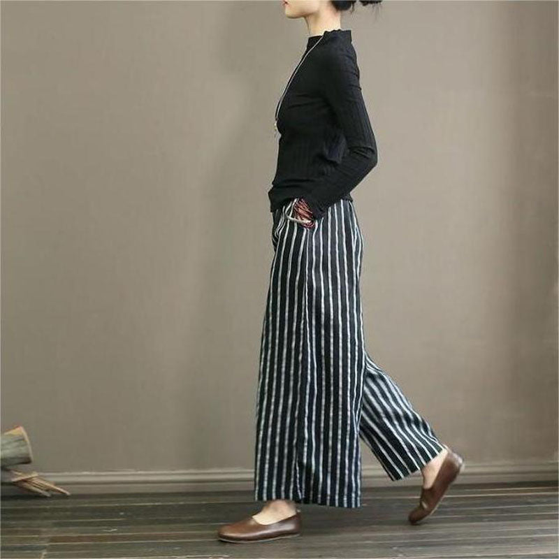Pantalon Large Rayé - Femme - Elvara