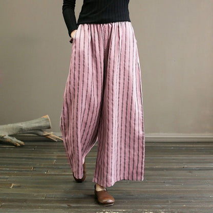 Pantalon Large Rayé - Femme - Elvara