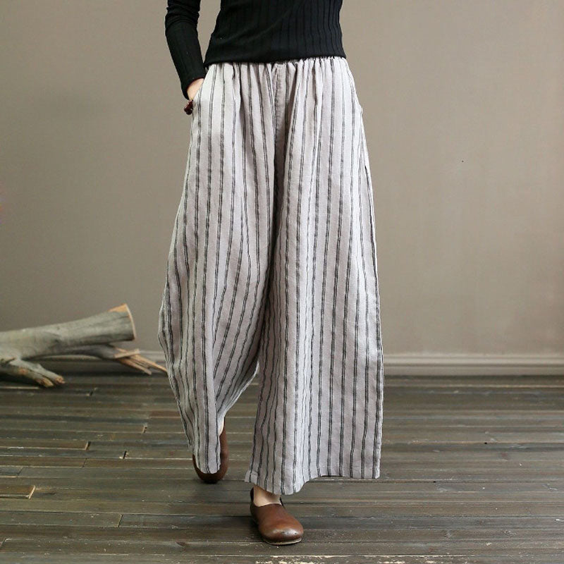 Pantalon Large Rayé - Femme - Elvara