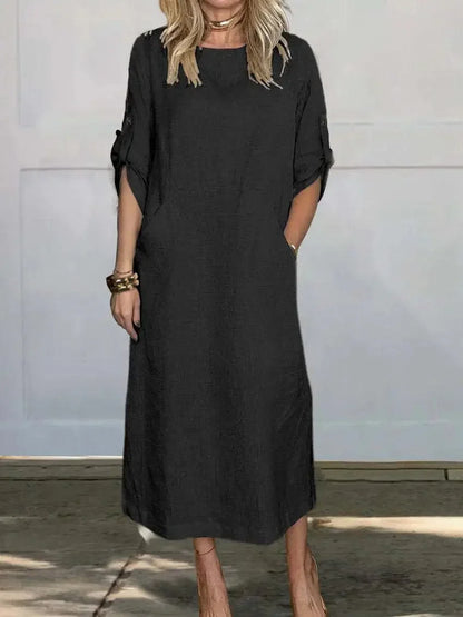 Robe Maxi Élégante en Coton et Lin – Femme – Hanna