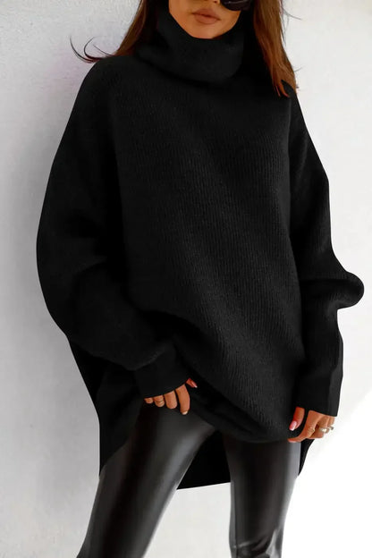 Pull Côtelé Col Roulé - Femme - Ellisia