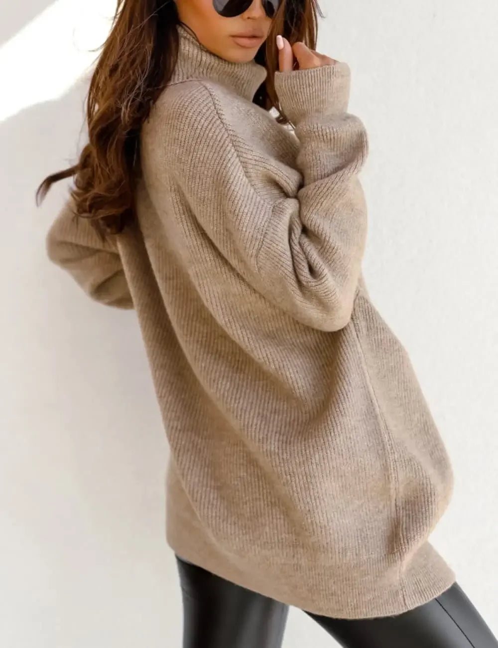 Pull Côtelé Col Roulé - Femme - Ellisia
