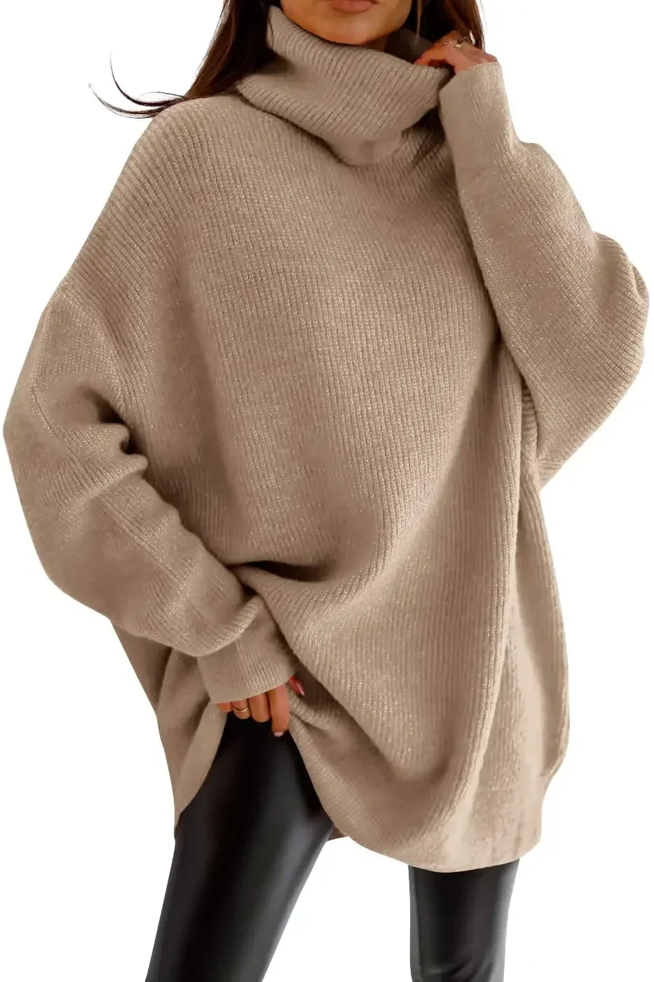 Pull Côtelé Col Roulé - Femme - Ellisia
