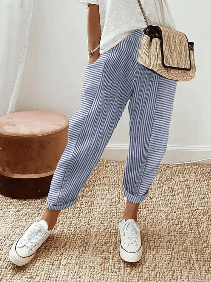 Pantalon Rayé en Coton - Femme - Sandalya