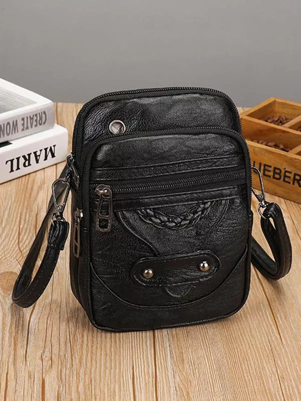 Sac en Cuir Vintage à Bandoulière - Femme - Elvenya