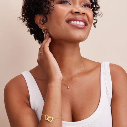 Bracelet Femme Or Rose 18K – Cœurs Entrelacés Éternels