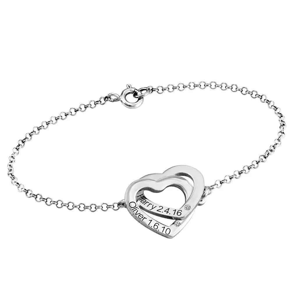 Bracelet Femme Or Rose 18K – Cœurs Entrelacés Éternels