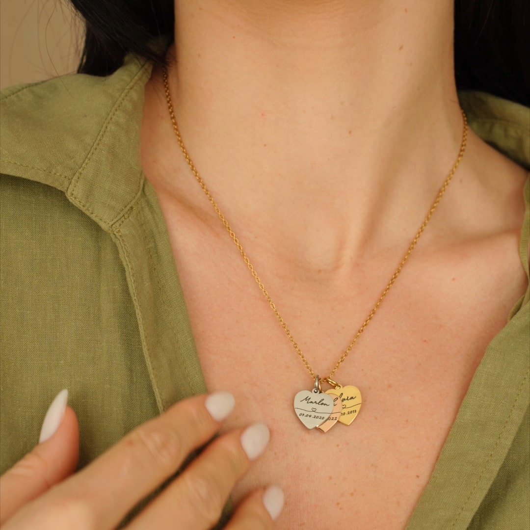 Collier personnalisé cœur avec prénom & date – Amora®