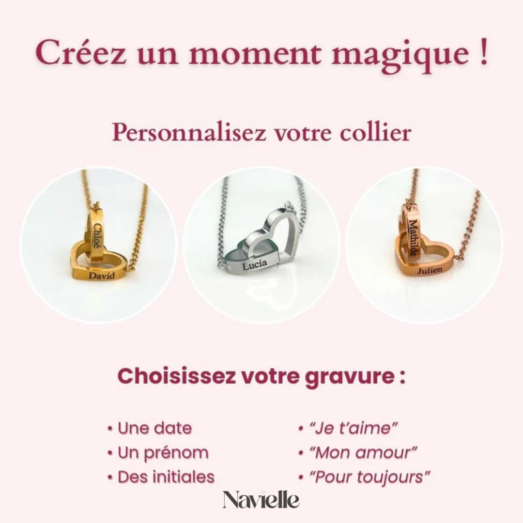 Ours Éternel d'Amour + Collier Personnalisé Cœurs Enlacés