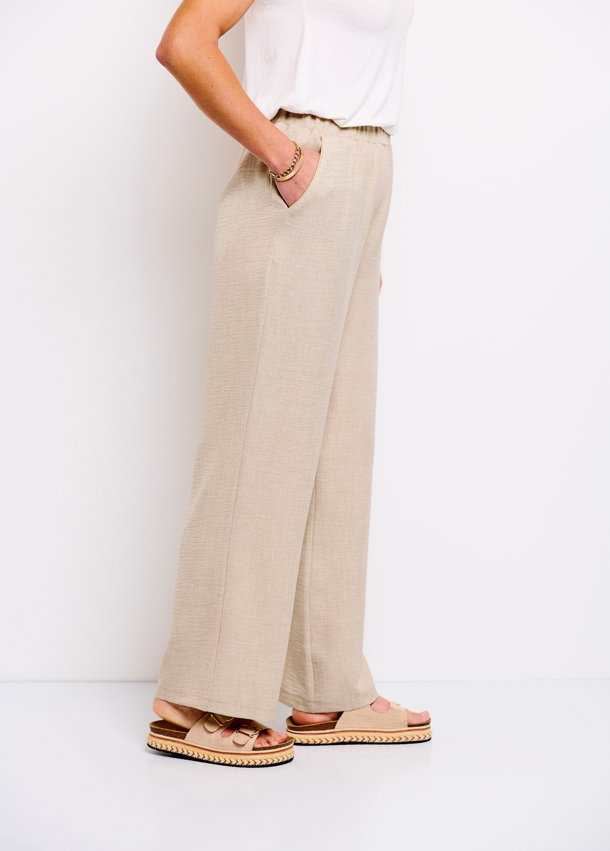 Pantalon Large Aspect Lin - Femme - Solyne