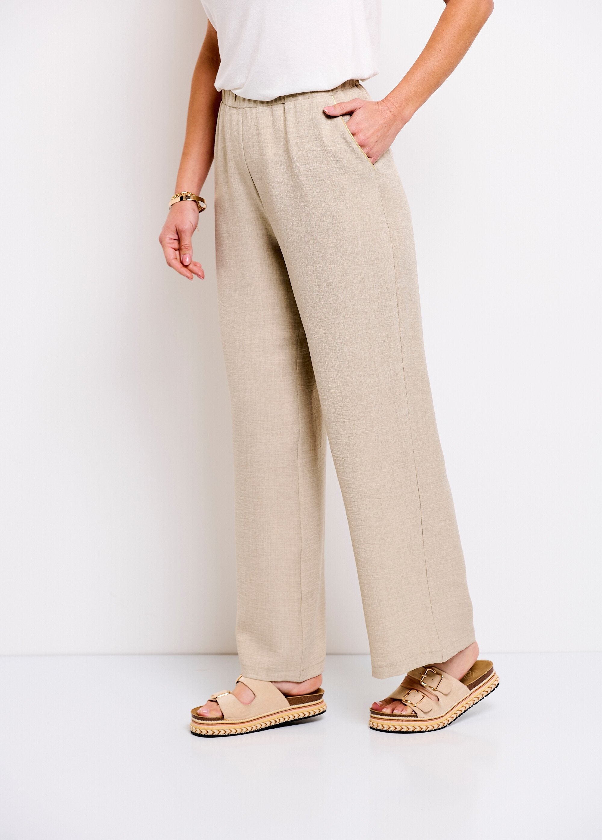Pantalon Large Aspect Lin - Femme - Solyne