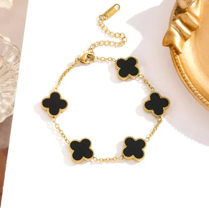 Bracelet Acier Inoxydable Femme – Trèfle de Chance Éternelle