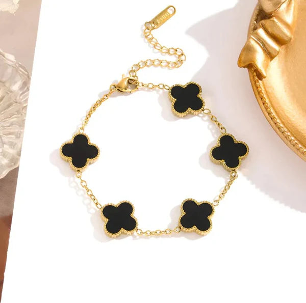 Bracelet Acier Inoxydable Femme – Trèfle de Chance Éternelle