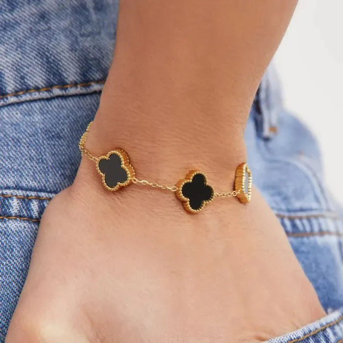 Bracelet Acier Inoxydable Femme – Trèfle de Chance Éternelle