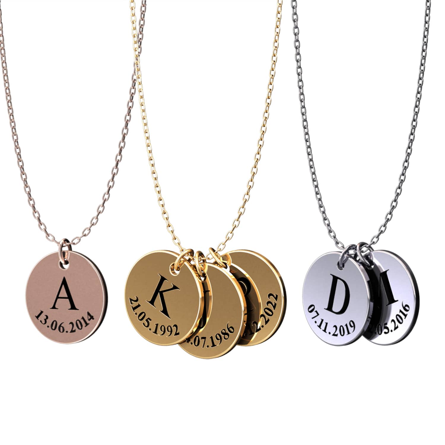Collier personnalisé à médailles gravées – Initiala®