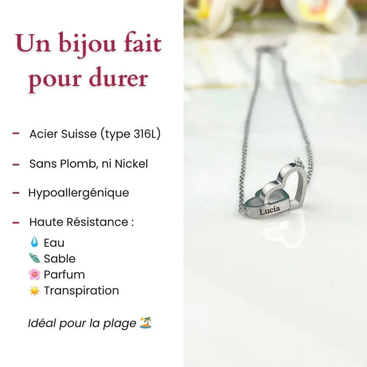 Ours Éternel d'Amour + Collier Personnalisé Cœurs Enlacés