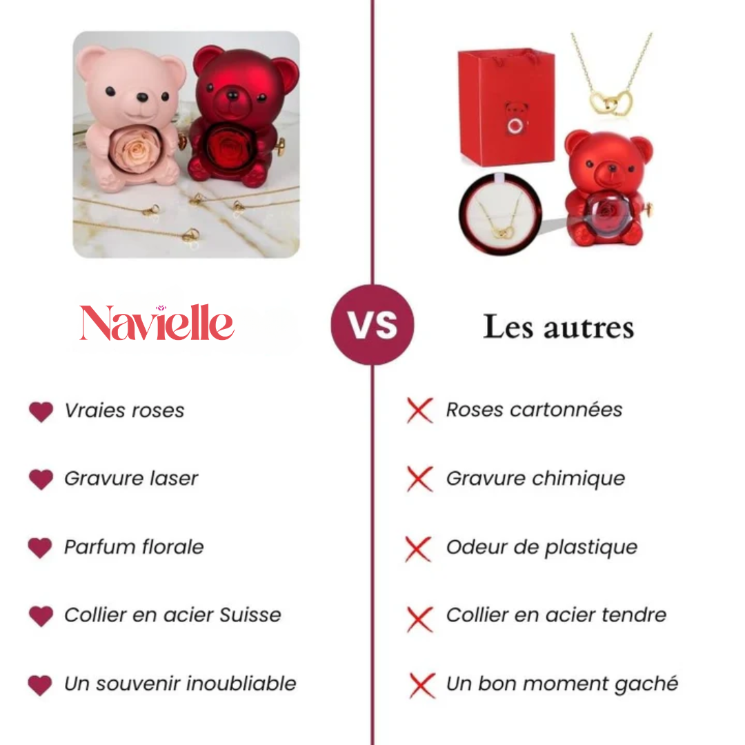 Ours Éternel d'Amour + Collier Personnalisé Cœurs Enlacés
